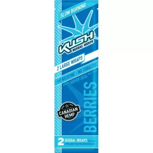 KUSH HERBAL blue blunt Wraps chanvre naturel aromatisé sans tabac - x2 feuilles parfumées saveur fruitée pas cher