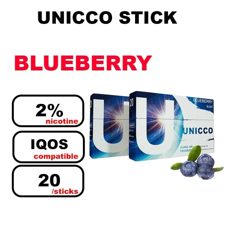 UNICCO Sticks nicotinés sans tabac compatible IQOS avec lame chauffante HNB x20 bâtonnets- blueberry