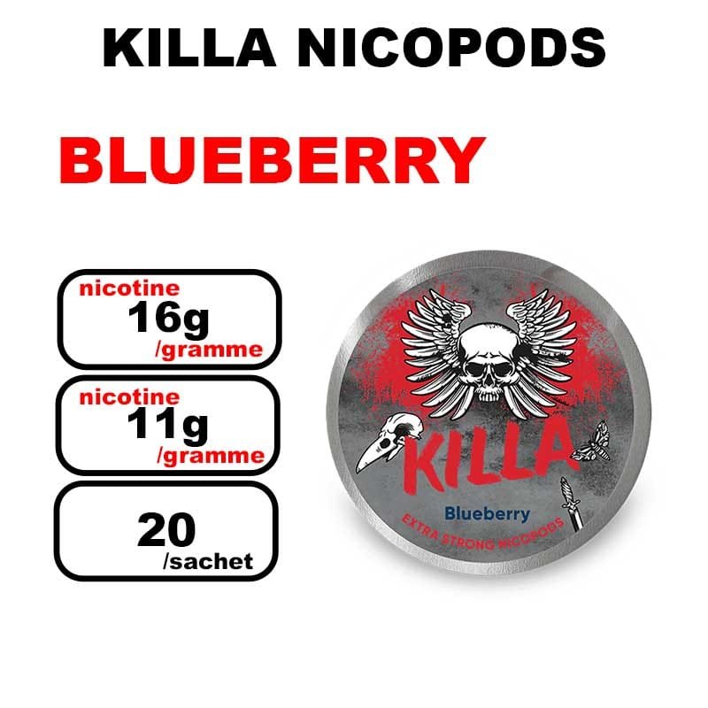 Snus KILLA 11mg Nicotine pouches sans tabac- blueberry