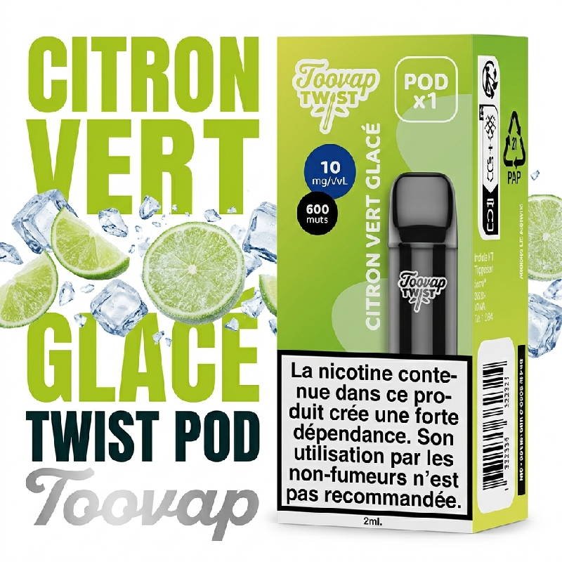 cartouche-twist-toovap-pod-10mg-CITRON-VERT-GLACE