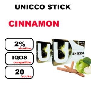 UNICCO Sticks nicotinés sans tabac compatible IQOS avec lame chauffante HNB x20 bâtonnets- cinnamon