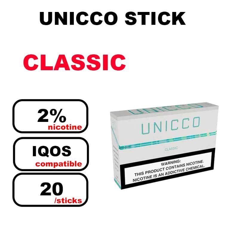 UNICCO Sticks nicotinés sans tabac compatible IQOS avec lame chauffante HNB x20 bâtonnets- classic