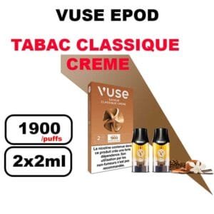 Vuse cartouche Epod x2 1.9ml Capsule ePOD eliquide pré-remplie pour vapoteur- classique creme