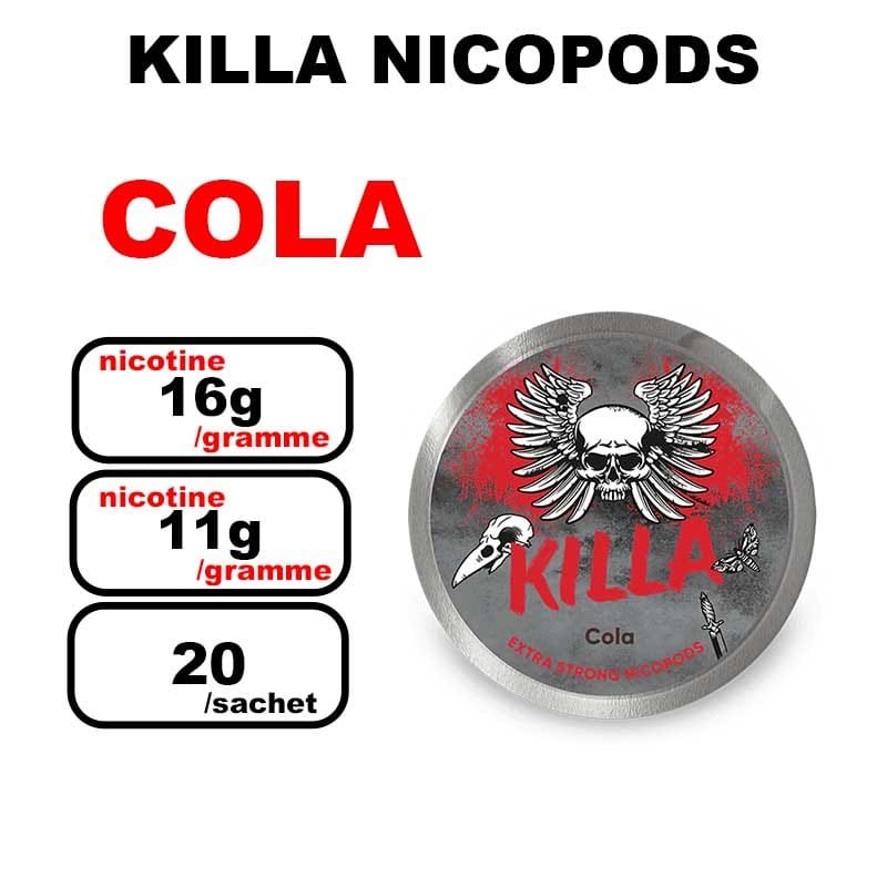 Snus KILLA 11mg Nicotine pouches sans tabac- cola