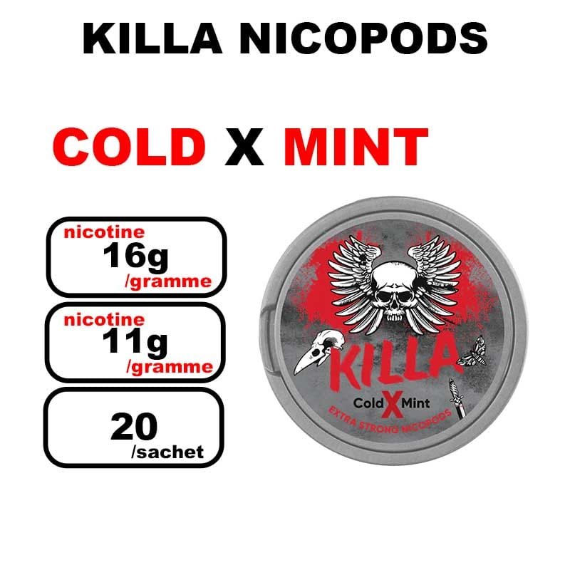 Snus KILLA 11mg Nicotine pouches sans tabac- cold x mint