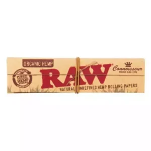 Papier RAW Organic Hemp Connoisseur classic slim + tips marron non blanchi x32 feuilles à rouler pour votre tabac