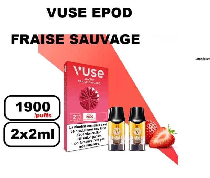 Vuse cartouche Epod x2 1.9ml Capsule ePOD eliquide pré-remplie pour vapoteur- fraise