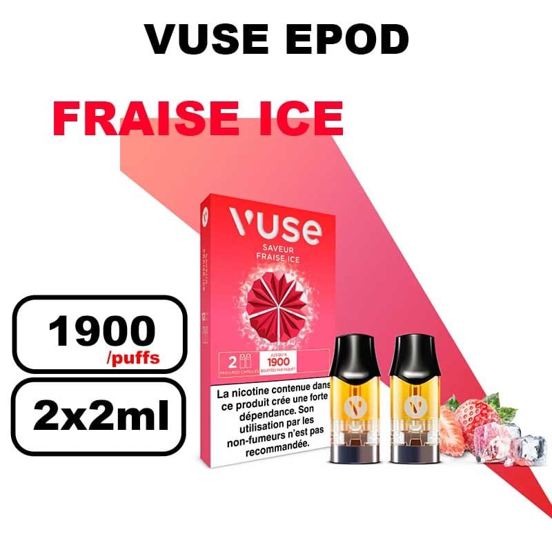 Vuse cartouche Epod x2 1.9ml Capsule ePOD eliquide pré-remplie pour vapoteur- fraise ice