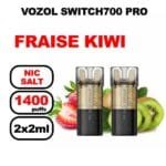 Vozol x2 cartouches pré-remplies 2ml sans fuite- fraise kiwi