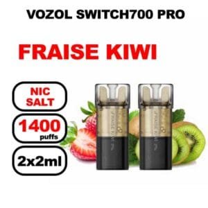 Vozol x2 cartouches pré-remplies 2ml sans fuite- fraise kiwi