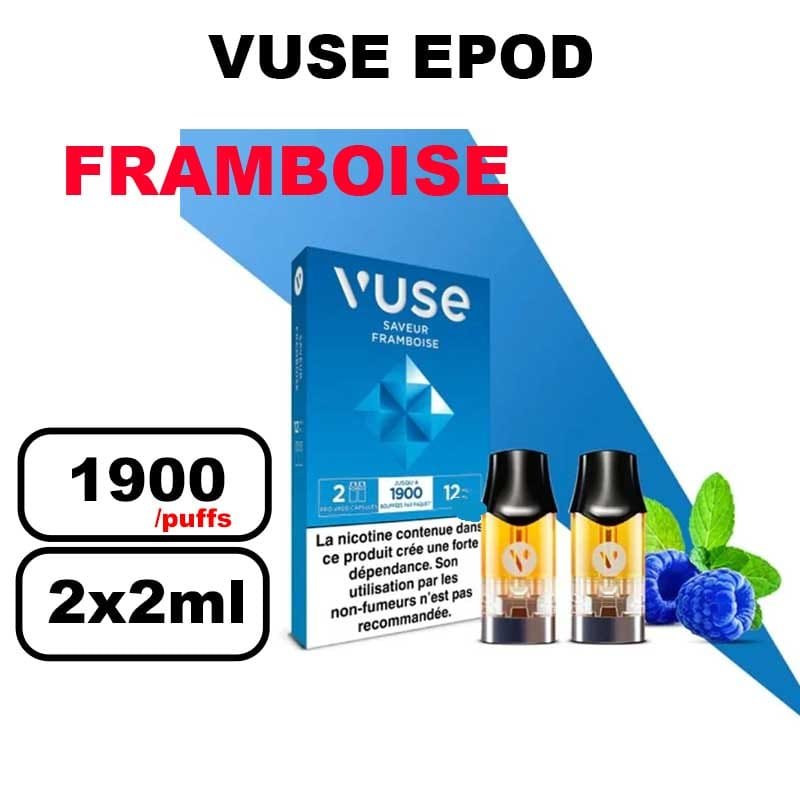 Vuse cartouche Epod x2 1.9ml Capsule ePOD eliquide pré-remplie pour vapoteur- framboise