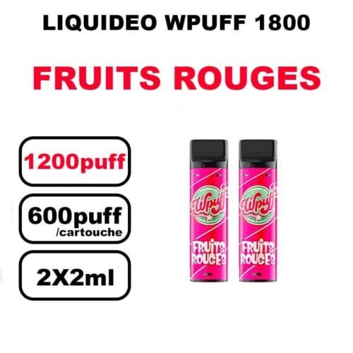 Liquideo Wpuff 1800 x2 Cartouches Pod 2ml Cartouche Puff jetable sans fuite- fruits rouges