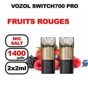 Vozol x2 cartouches pré-remplies 2ml sans fuite- fruits rouges