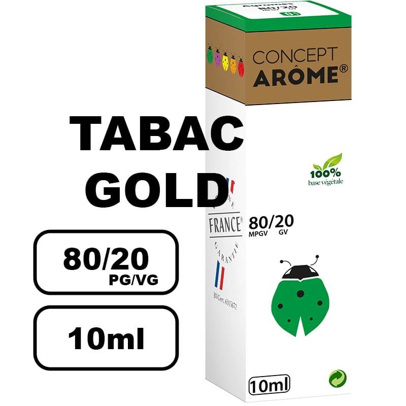 Conceptarome 10ml e-liquide saveur naturelle bio Sans additifs- tabac gold