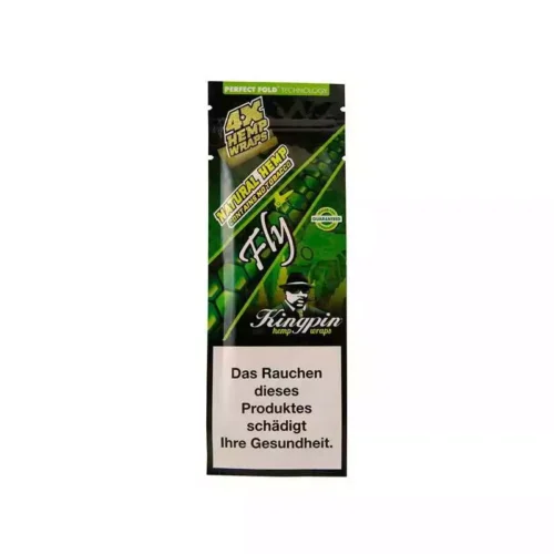 KINGPIN fly blunt Wraps hemp aromatisé sans tabac - sachet x4 feuilles parfumées saveur fruitée pas cher