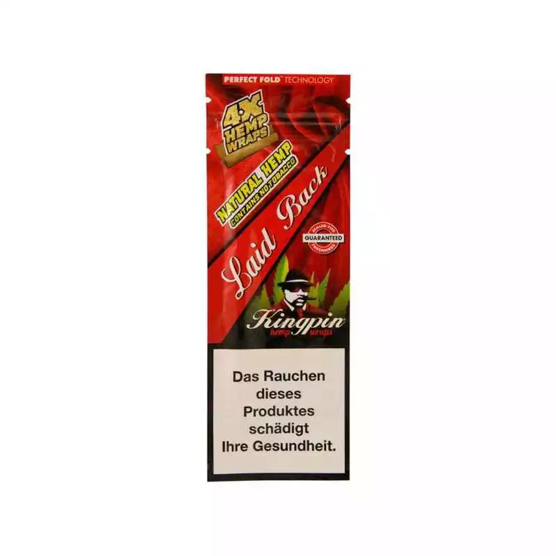 KINGPIN laid back blunt Wraps hemp aromatisé sans tabac - sachet x4 feuilles parfumées saveur fruitée pas cher