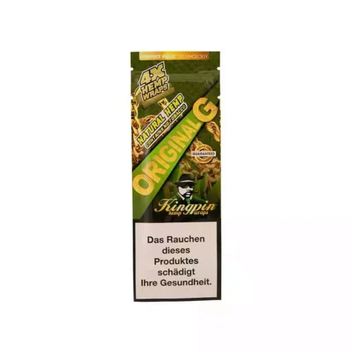 KINGPIN organic blunt Wraps hemp aromatisé sans tabac - sachet x4 feuilles parfumées saveur fruitée pas cher