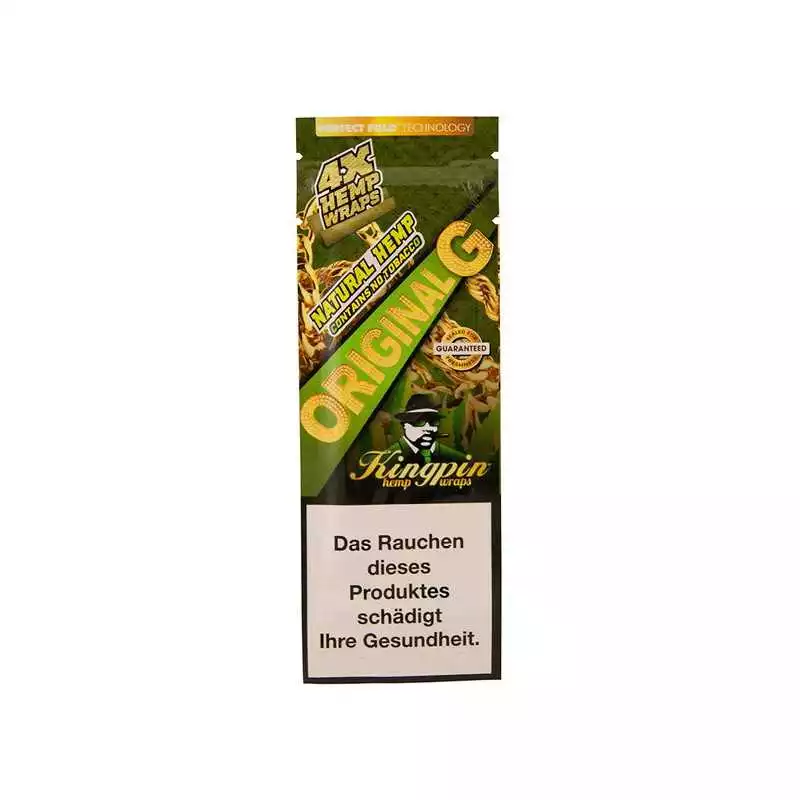KINGPIN organic blunt Wraps hemp aromatisé sans tabac - sachet x4 feuilles parfumées saveur fruitée pas cher