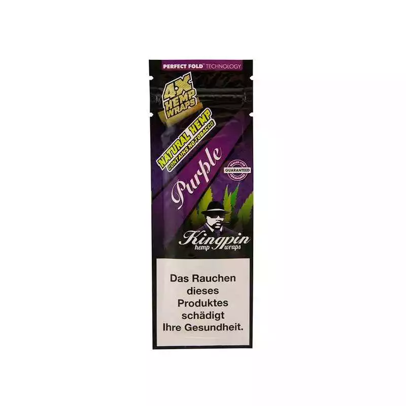 KINGPIN blunt Wraps hemp aromatisé sans tabac - sachet x4 feuilles parfumées saveur fruitée pas cher