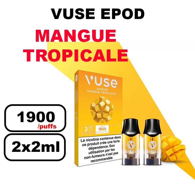 Vuse cartouche Epod x2 1.9ml Capsule ePOD eliquide pré-remplie pour vapoteur- mangue tropicale