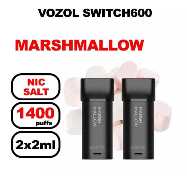 Vozol x2 cartouches pré-remplies 2ml sans fuite- marshmallow 600