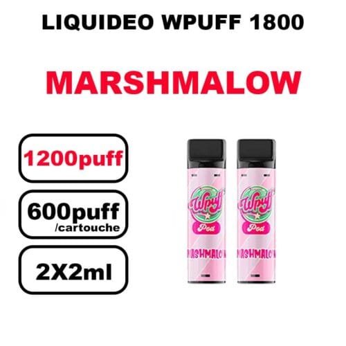 Liquideo Wpuff 1800 x2 Cartouches Pod 2ml Cartouche Puff jetable sans fuite- marshmalow
