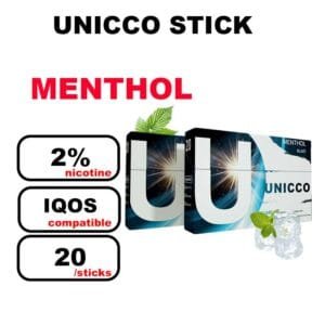 UNICCO Sticks nicotinés sans tabac compatible IQOS avec lame chauffante HNB x20 bâtonnets- menthe