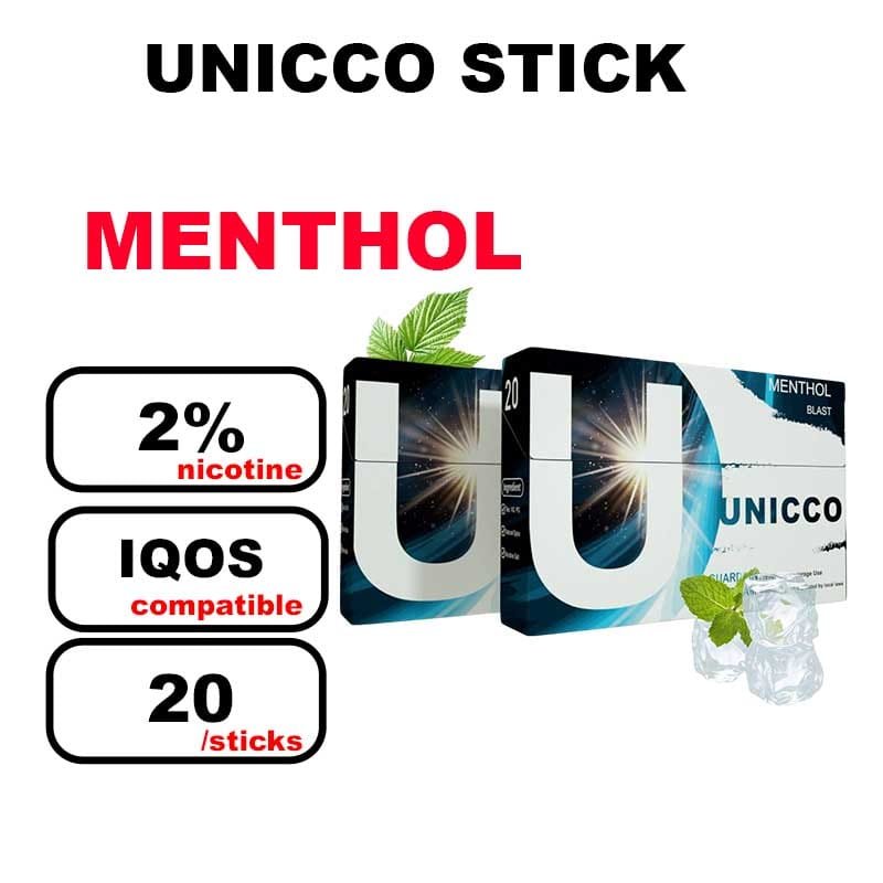 UNICCO Sticks nicotinés sans tabac compatible IQOS avec lame chauffante HNB x20 bâtonnets- menthe