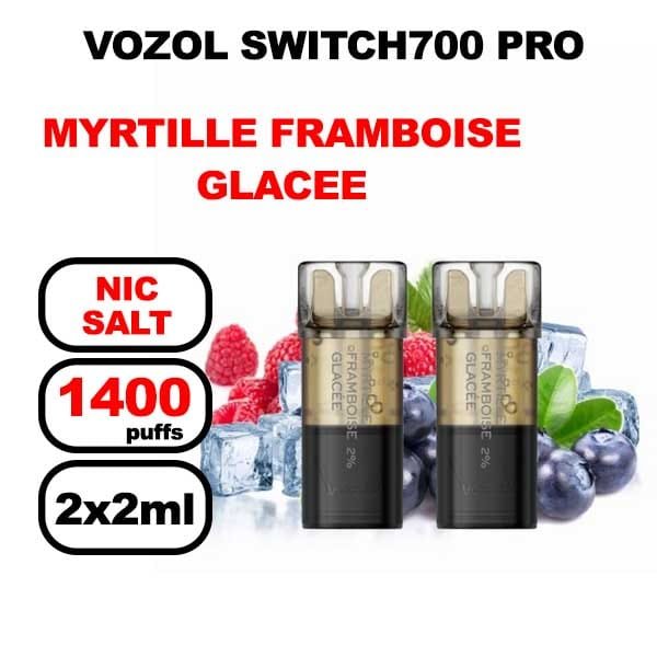 Vozol x2 cartouches pré-remplies 2ml sans fuite- myrtille framboise glacee