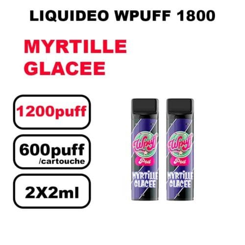 Liquideo Wpuff 1800 x2 Cartouches Pod 2ml Cartouche Puff jetable sans fuite- myrtille glacee