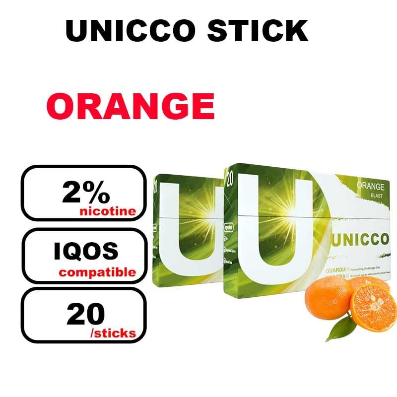 UNICCO Sticks nicotinés sans tabac compatible IQOS avec lame chauffante HNB x20 bâtonnets- orange