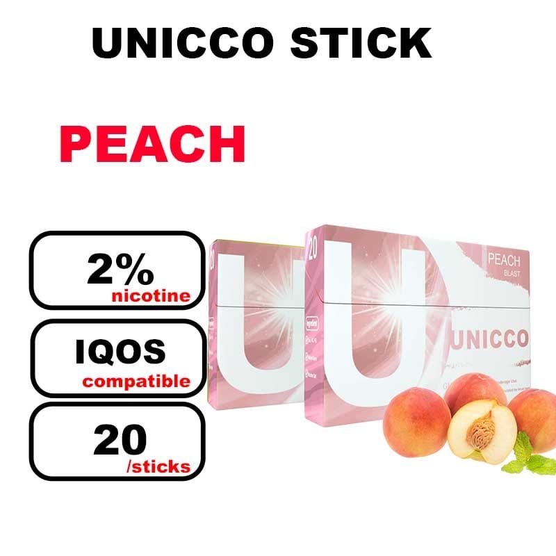 UNICCO Sticks nicotinés sans tabac compatible IQOS avec lame chauffante HNB x20 bâtonnets- peach