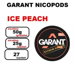 Snus GARANT Extreme 25mg Slim Nicotine pouches sans tabac- ice peach