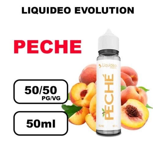 Liquideo Evolution 50ml E-liquides saveurs intenses, surprenantes- peche
