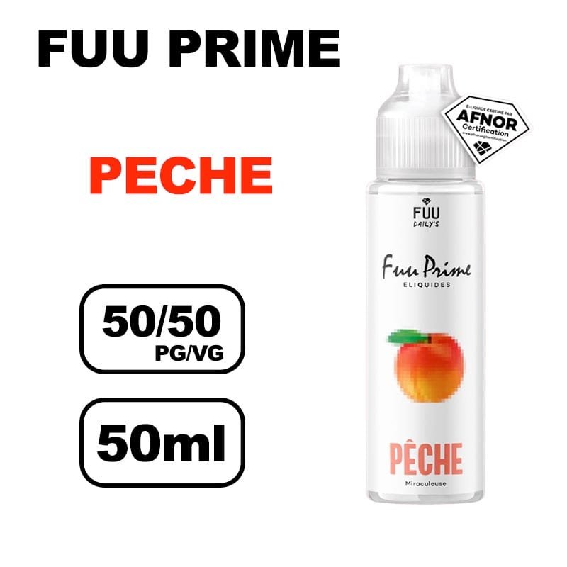 Fuu prime 50ml E-liquide prêt à booster pour cigarette electronique- peche