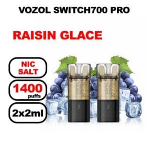 Vozol x2 cartouches pré-remplies 2ml sans fuite- raisin glace