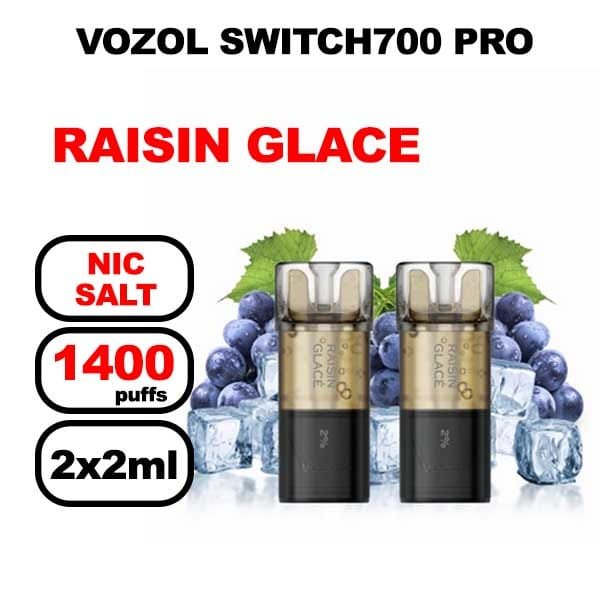 Vozol x2 cartouches pré-remplies 2ml sans fuite- raisin glace