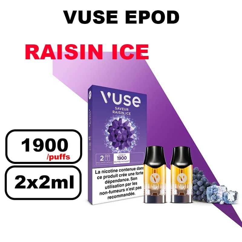 Vuse cartouche Epod x2 1.9ml Capsule ePOD eliquide pré-remplie pour vapoteur- raisin ice