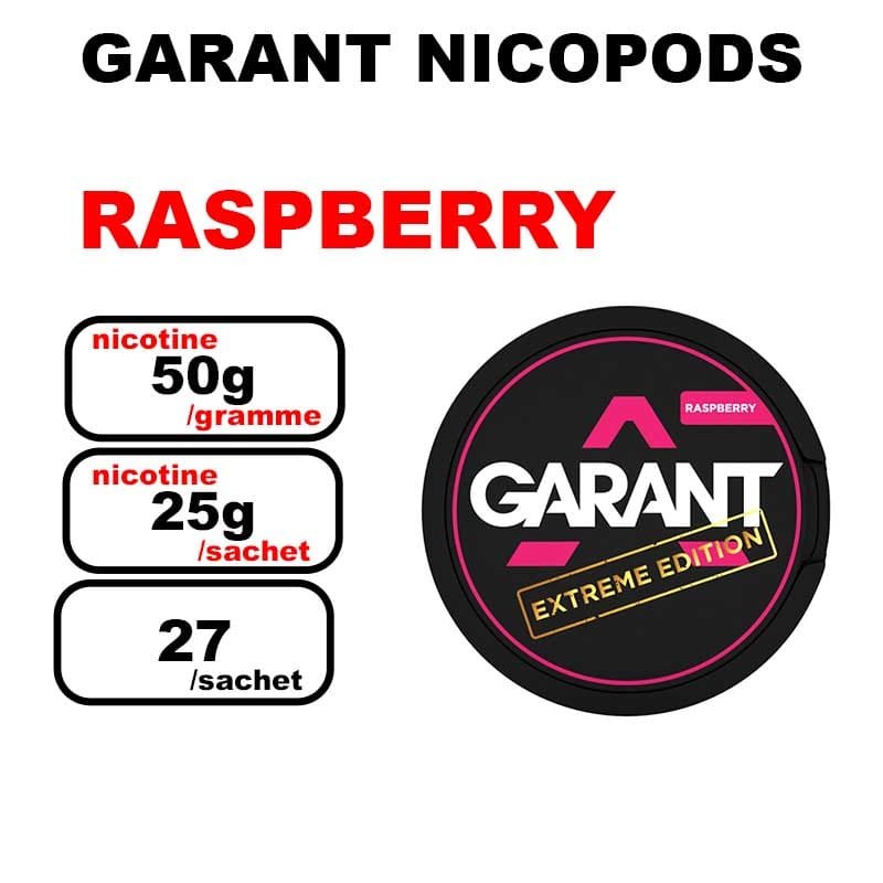 Snus GARANT Extreme 25mg Slim Nicotine pouches sans tabac- raspberry