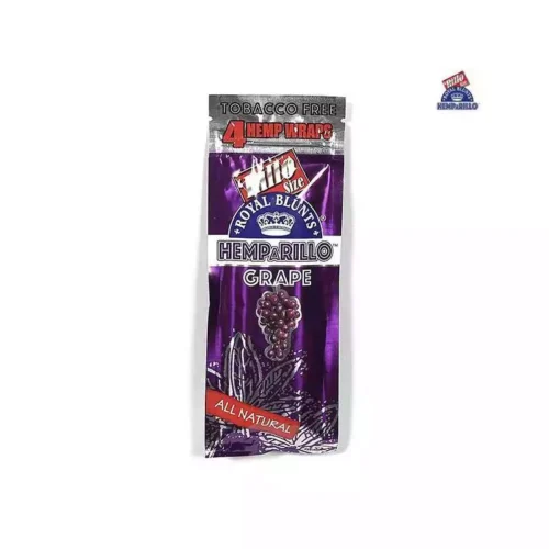 ROYAL grape BLUNTS HEMPARILLO Wraps hemp aromatisé sans tabac - sachet x4 feuilles parfumées saveur fruitée pas cher
