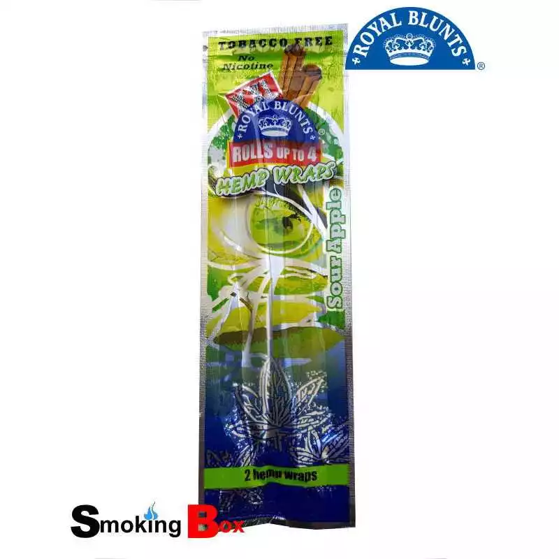 ROYAL BLUNTS XXL sour apple Papier Wraps hemp bio aromatisé sans tabac - x2 feuilles parfumées saveur fruitée pas cher