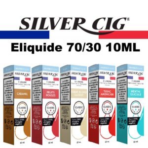 eliquide silver cig 10ml classique saveur tabac, fruité, menthol, gourmand