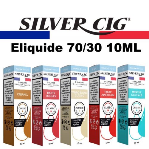 eliquide silver cig 10ml classique saveur tabac, fruité, menthol, gourmand