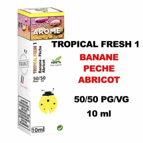 Conceptarome tropical fresh 10ml e-liquide saveur naturelle bio Sans additifs pour cigarette électronique- tropical fresh 1 banane peche abricot