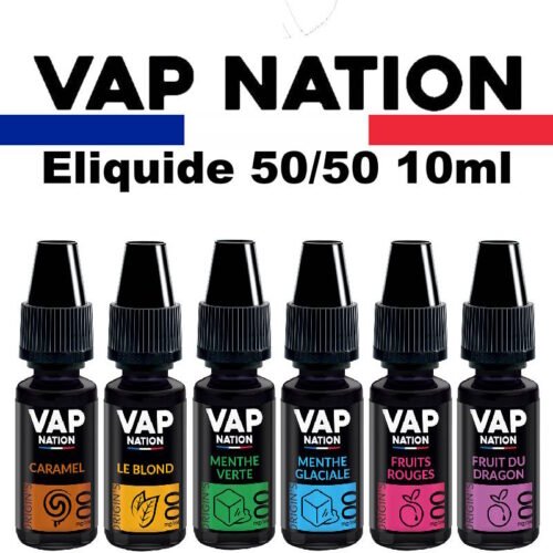 eliquide france vap nation 10ml saveur mono tabac, fruitées, mentholés, gourmandes