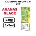Kit starter Liquideo Wpuff pod 2.0 x3 Cartouches 2ml Pod Puff jetable sans fuite- ananas