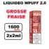 Liquideo Wpuff pod 2.0 x2 Cartouches 2ml Pod Puff jetable sans fuite- fraise