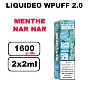 Liquideo Wpuff pod 2.0 x2 Cartouches 2ml Pod Puff jetable sans fuite- menthe