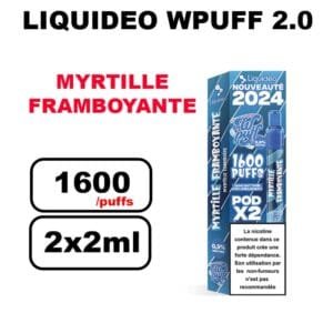 Liquideo Wpuff pod 2.0 x2 Cartouches 2ml Pod Puff jetable sans fuite- myrtille