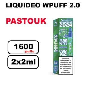 Liquideo Wpuff pod 2.0 x2 Cartouches 2ml Pod Puff jetable sans fuite- pasteque